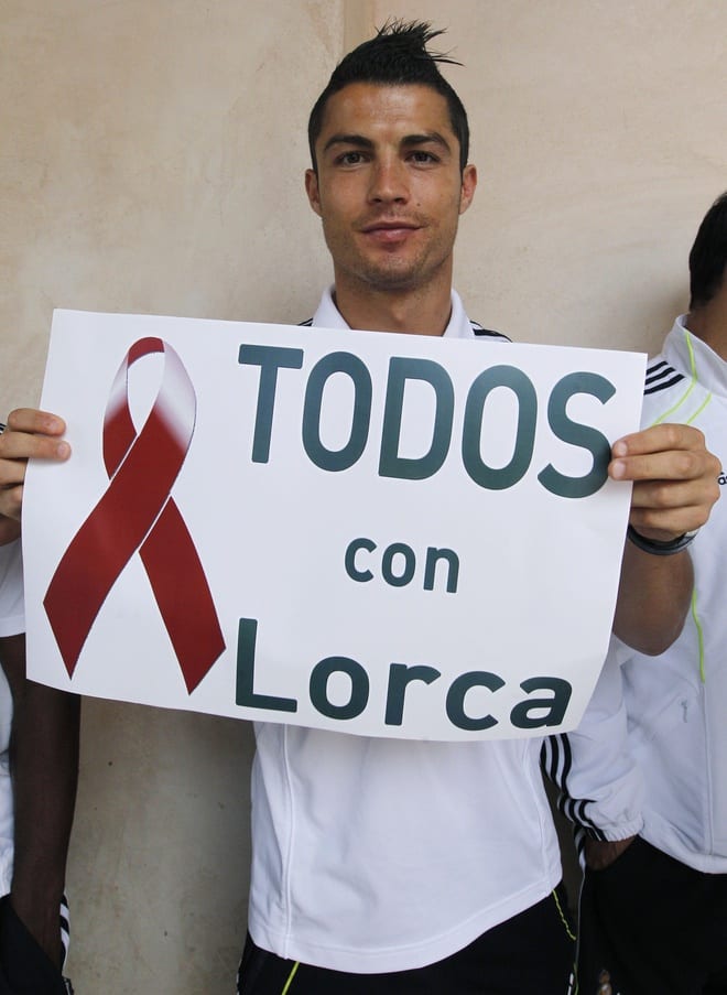 Real Madrid visit earthquake damaged Lorca Real Madrid visit earthquake damaged Lorca