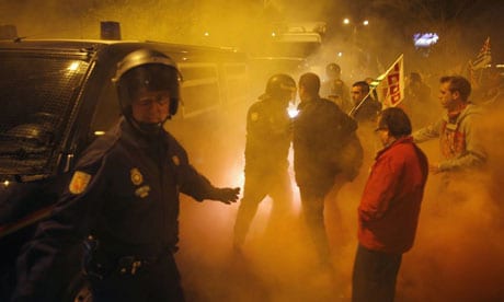 Demonstrators clash with police in Malaga as general strike begins Demonstrators clash with police in Malaga as general strike begins