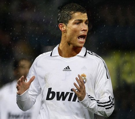 Ronaldo Real Madrid Jersey on Real Madrid S Cristiano Ronaldo Sports A Bwin Shirt