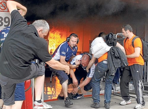 Blazing row over fire at Spanish Grand Prix Blazing row over fire at Spanish Grand Prix