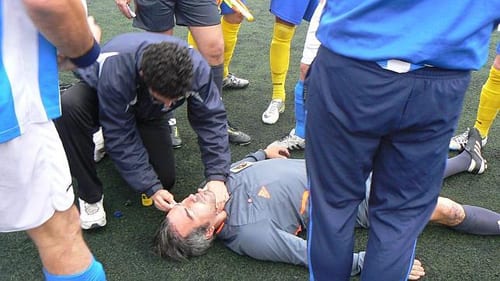 Ref hospitalised over red card Ref hospitalised over red card