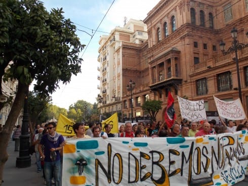 Sevilla residents take to the streets to protest against budget cuts Sevilla residents take to the streets to protest against budget cuts