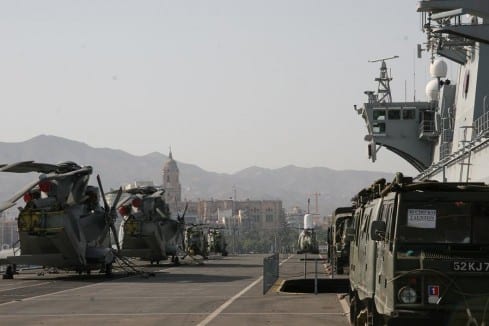 HMS OCEAN: onboard the navy's biggest ship, with Malaga Cathedral in the background