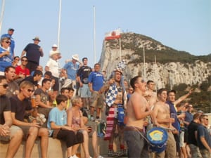 Pompey fans in Gib