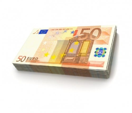 couple hand in bag of  euro notes in spain e