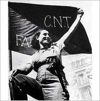 Anarchist with CNT banner