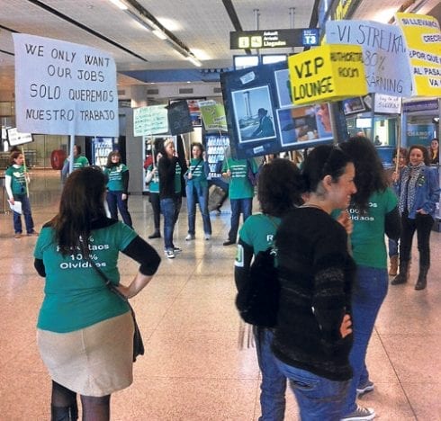 Airport staff hold protest