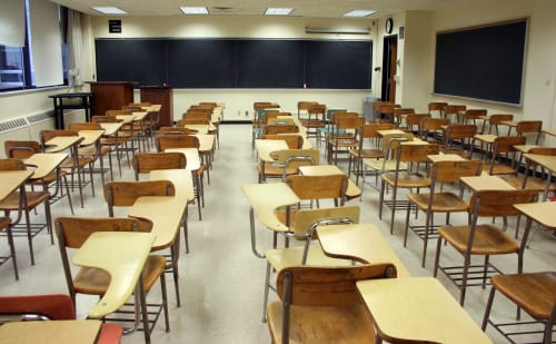 classroom of empty chairs e