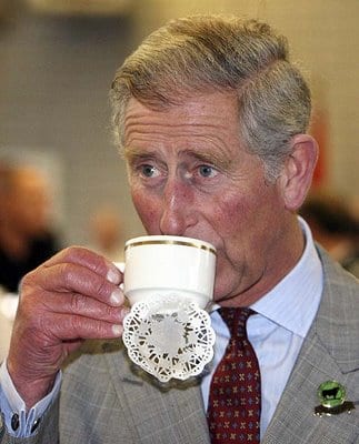 Charles drinking tea