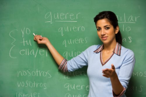 Spanish teacher blackboard  e