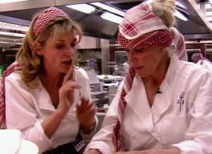 Anthea Turner (left) in Hell's Kitchen