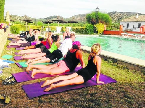 pool yoga landscape