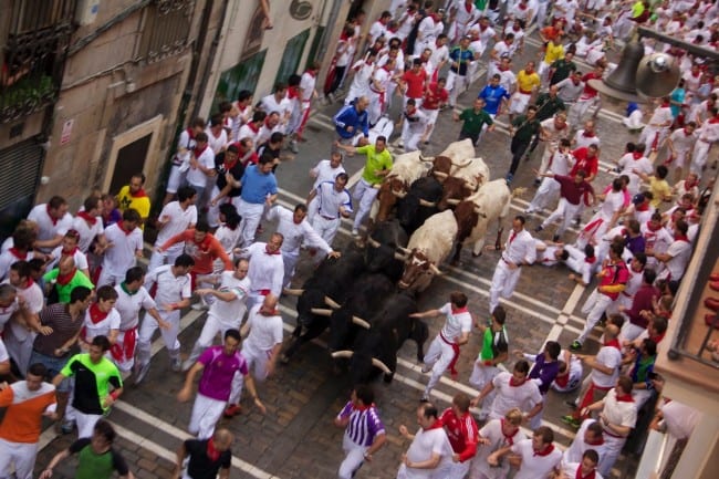 Running of the Bulls on Estafeta Street e