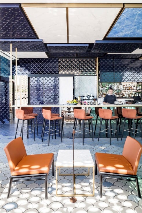 tile awards last years interior design winner el equipo creativo Blue Wave Cocktail Bar