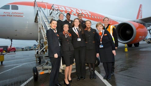 All female crew operate flight to spain for International Womens Day