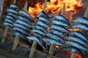 Espetos , Grilled Fish in Malagueta Beach, Malaga, Andalusia
