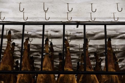 hooks the jamon is hung on to dry