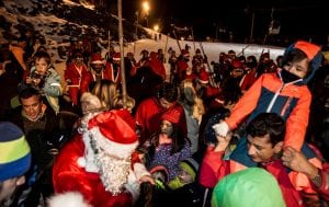 Santa Claus arrives on the slopes at Sierra Nevada