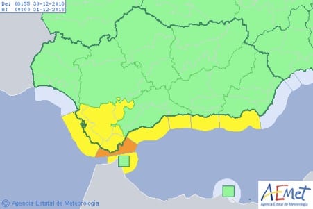 andalucia orange and yellow weather