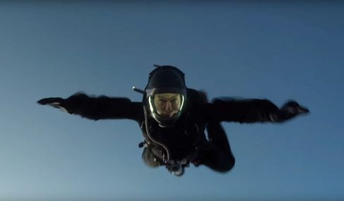Tom Cruise performs a stunt for the 'Mission Impossible' franchise.