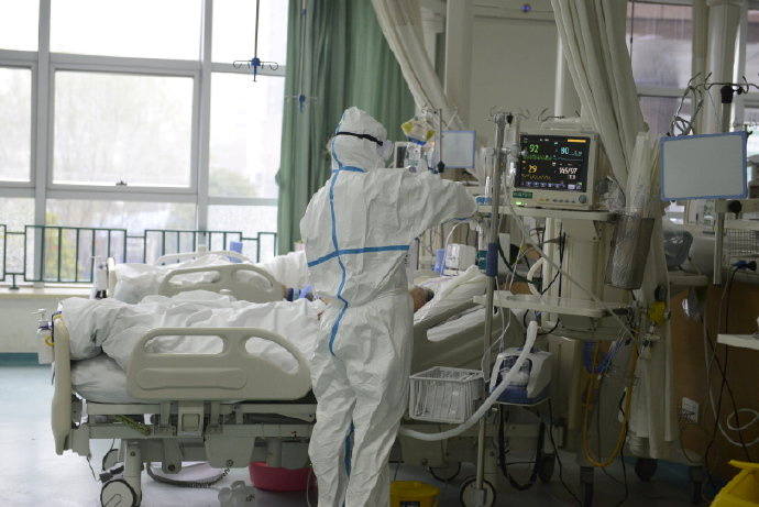 A Picture Released By The Central Hospital Of Wuhan Shows Medical Staff Attending To Patient At The The Central Hospital Of Wuhan Via Weibo In Wuhan