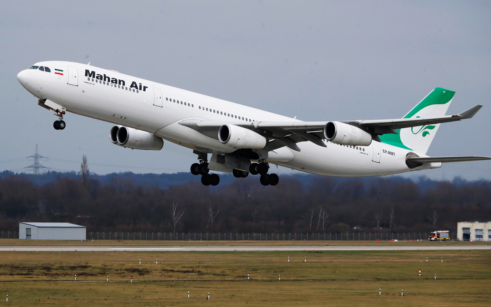 An Airbus A340 300 Of Iranian Airline Mahan Air Takes Off From Duesseldorf Airport
