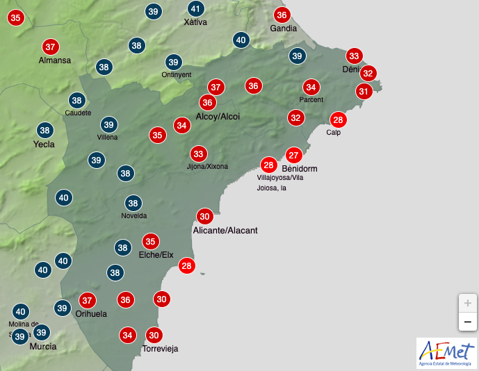 Costa Blanca on yellow weather warning for 40°C Saharan heatwave starting Wednesday July 1