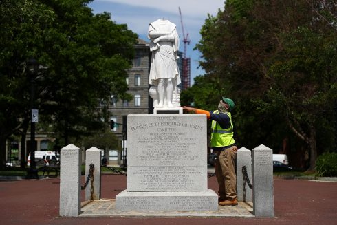 Head Removed From Christopher Columbus Statue In North End Of Boston
