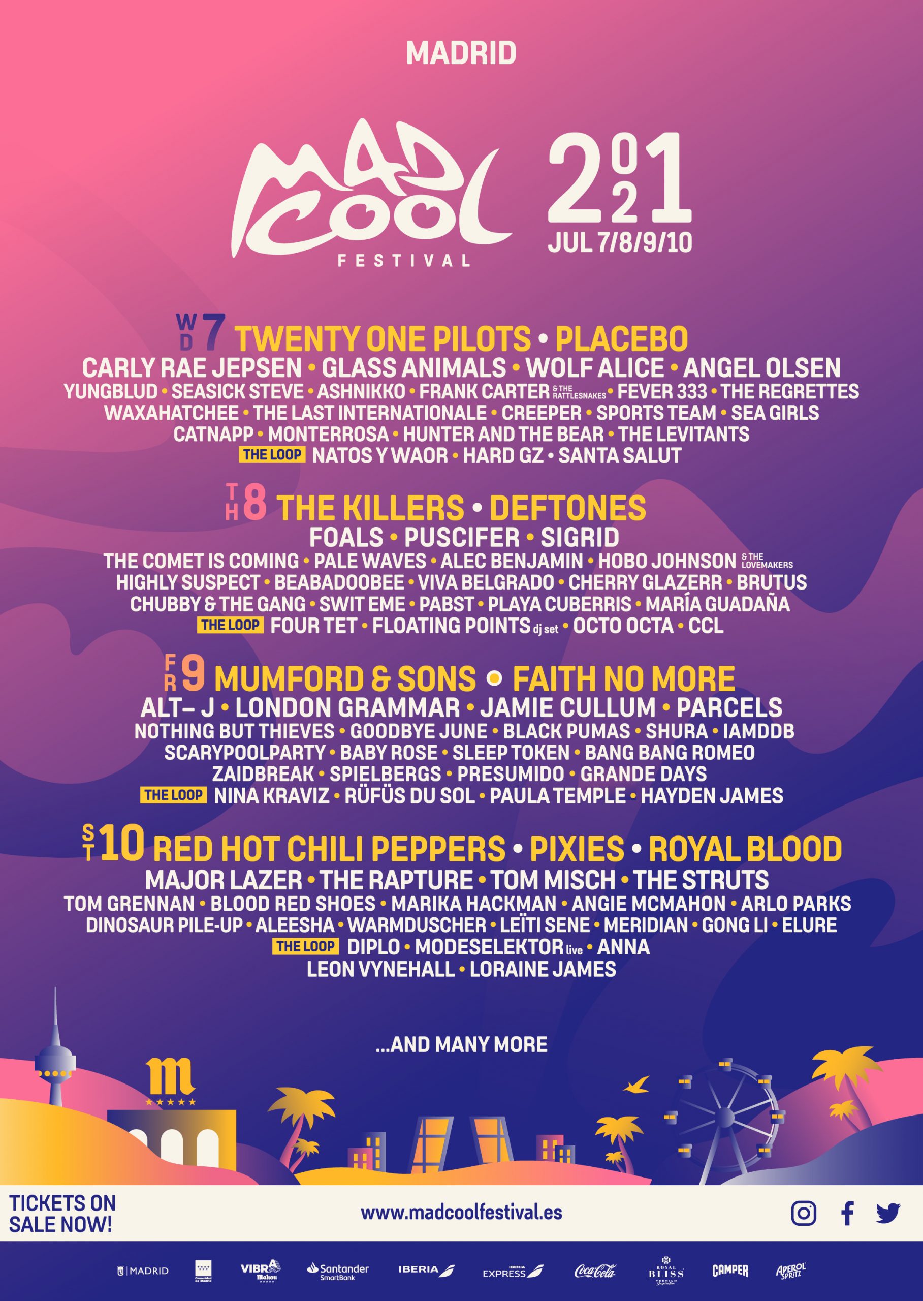 Red Hot Chili Peppers announced for Madrid's Mad Cool festival as 70