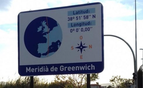 Thieves Pinch Special Greenwich Meridian Road Sign From Denia On Spain  S Costa Blanca