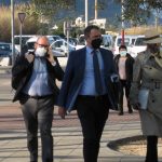 Jody Smart (right) arriving at Denia courthouse yesterday with her legal team
