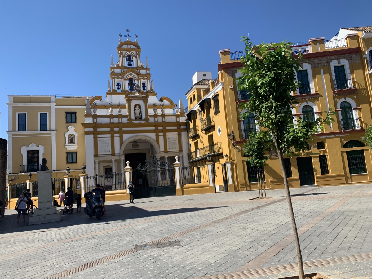 Church Next To Arch Containing Famous Virgin Mary Statue