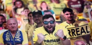 THAT’S MORE LIKE IT: Crowds allowed back into football and basketball stadiums in Spain’s Valencia and Balearic Islands from this weekend Cardboard Villareal fans