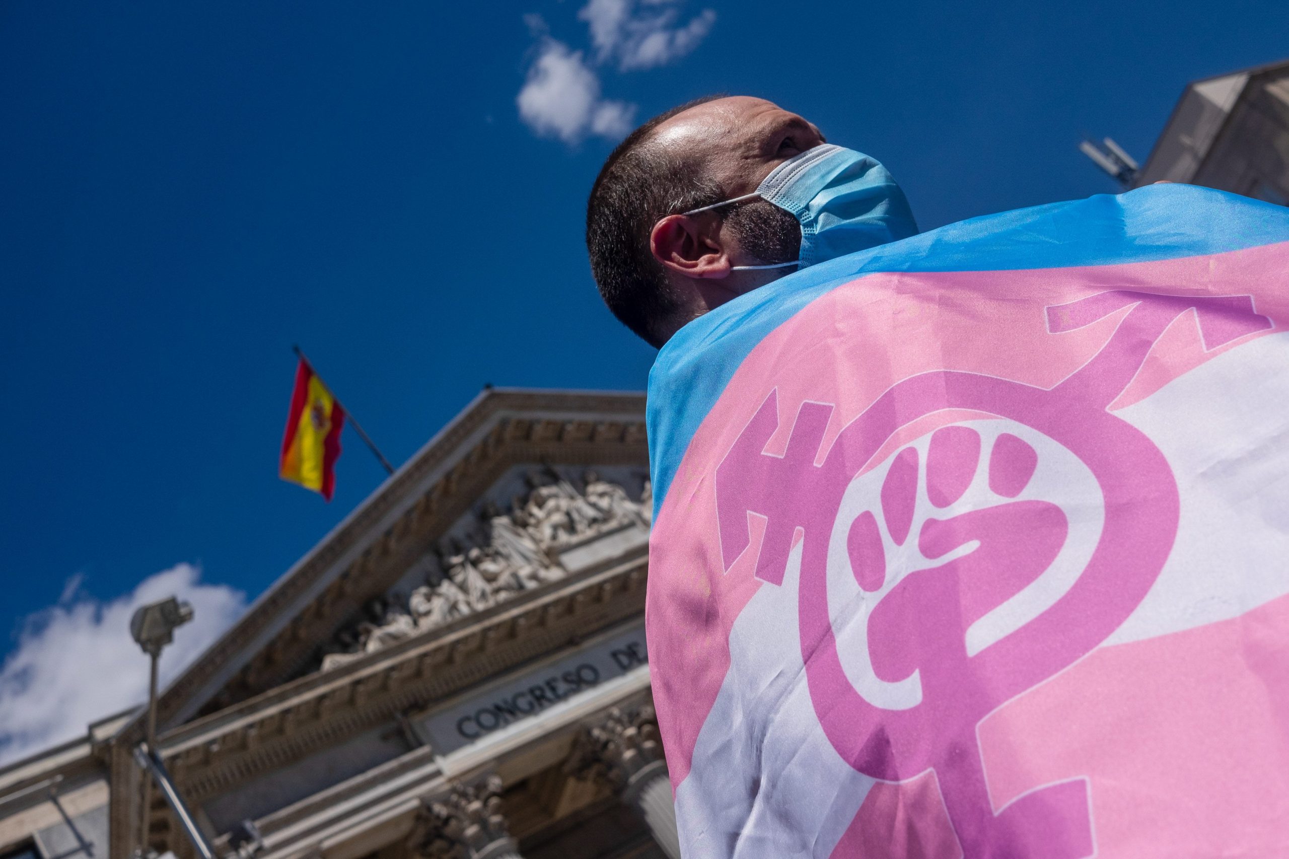 Trans Community Activists Protest Outside The Congress Of Deputies In Madrid, Spain 18 May 2021