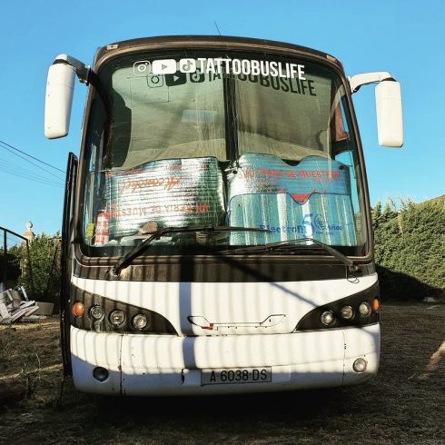IN PICS: Spaniard converts bargain bus into travelling hotel for family holidays