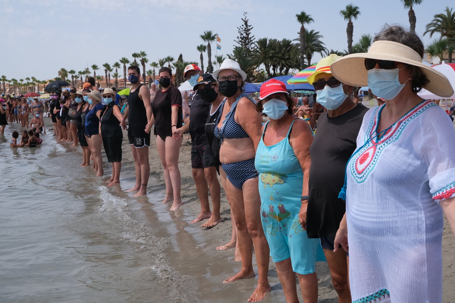 Massive Human Chain Formed Around The Mar Menor Lagoon In Spain To Protest Against Environmental Disaster