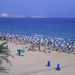 Uniformed police officers get into the sea at busy Alicante beach to arrest male sex pest