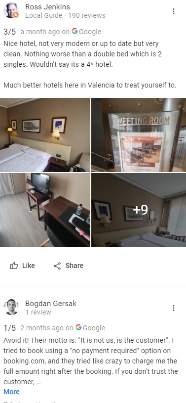 Google Reviews Hotel Conqueridor