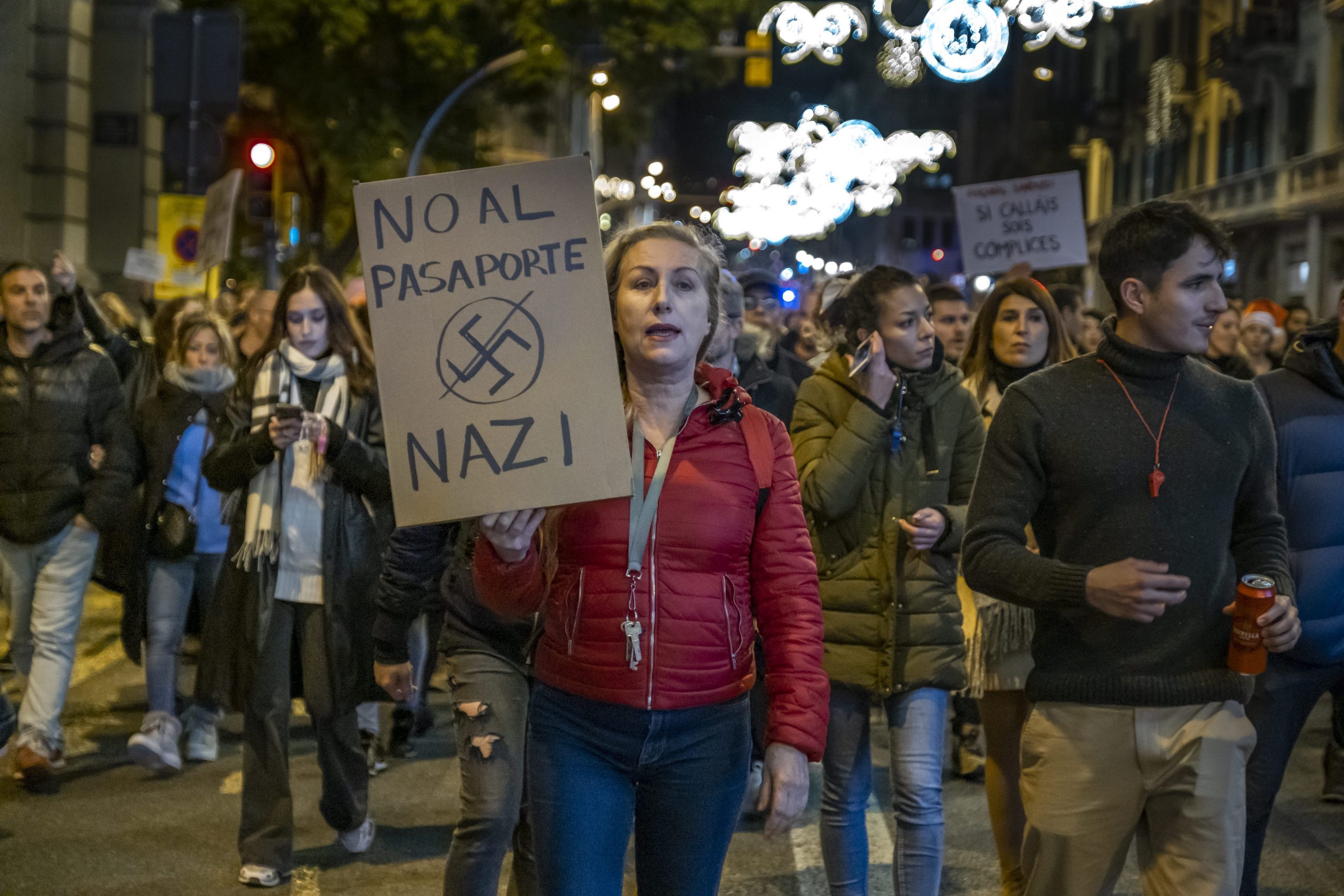 Protest Against Covid Passports In Barcelona, Spain 25 Dec 2021