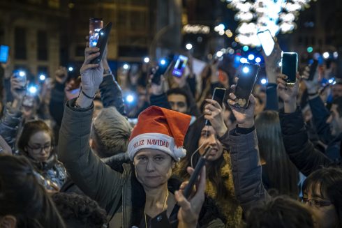 Protest Against Covid Passports In Barcelona, Spain 25 Dec 2021