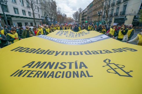 Demonstration Against The Ley Mordaza 'gag Law' In Madrid, Spain 13 Feb 2022