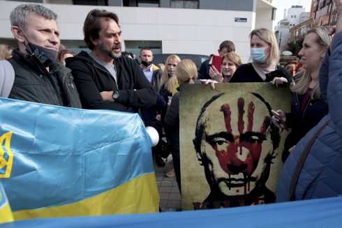 Ukrainian Protesters At The Russian Embassy In Madrid