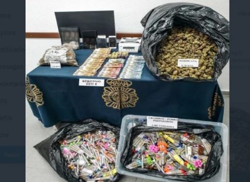 drugs seized in raid on Marbella coffee shop. Photo: Policia Nacional