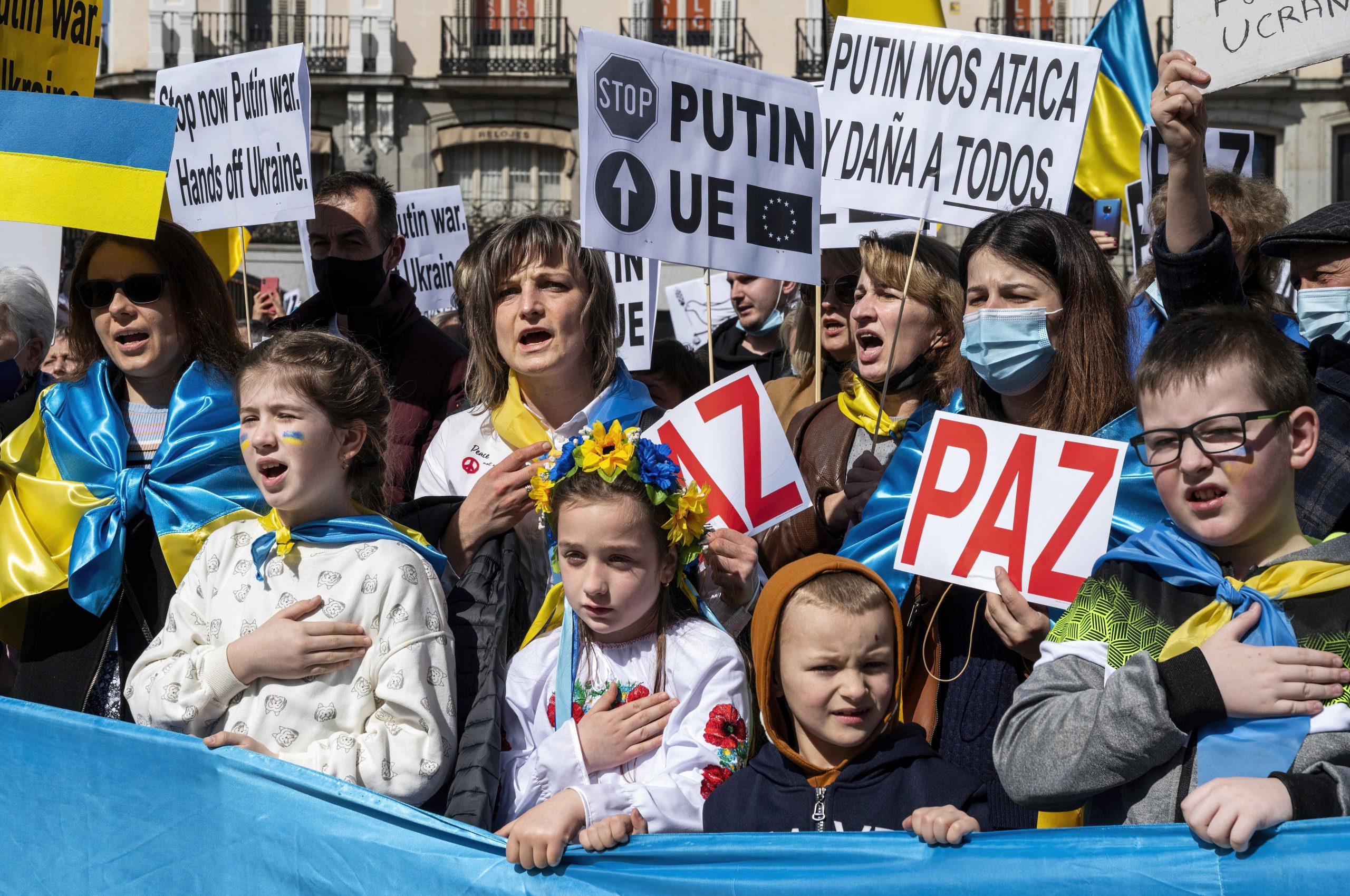 Demonstration Against Russian Invasion Of Ukraine In Madrid, Spain 13 Mar 2022