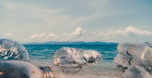 Group Of Bottle Plastic In The Sea,environment Issue And Pollut