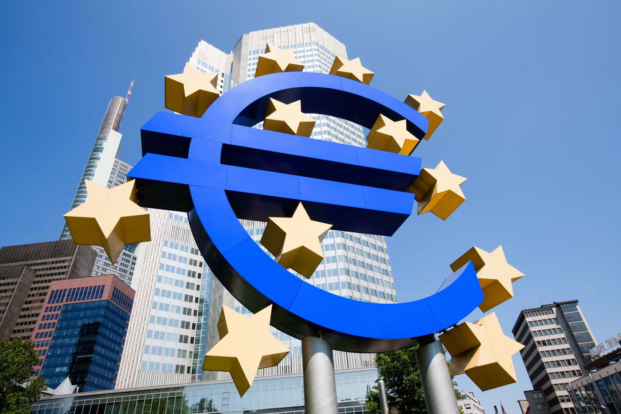 Euro Sign Outside European Central Bank, Frankfurt, Germany
