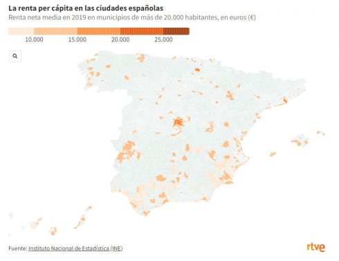 Average Salary In Towns Across Spain