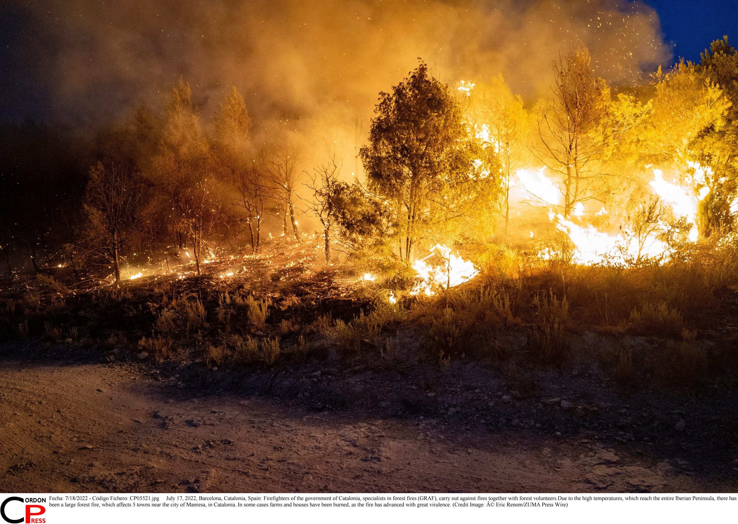 Climatic Change: Extreme Temperatures Cause A Big Forest Fire Near Manresa(spain)