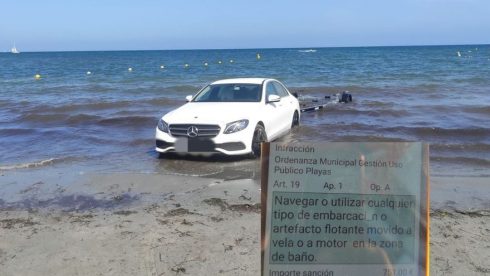 Mercedes Driver Fined After Taking His Car Into The Water At Beach On Spain's Costa Blanca