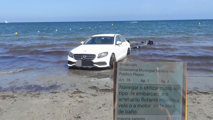 Mercedes Driver Fined After Taking His Car Into The Water At Beach On Spain's Costa Blanca